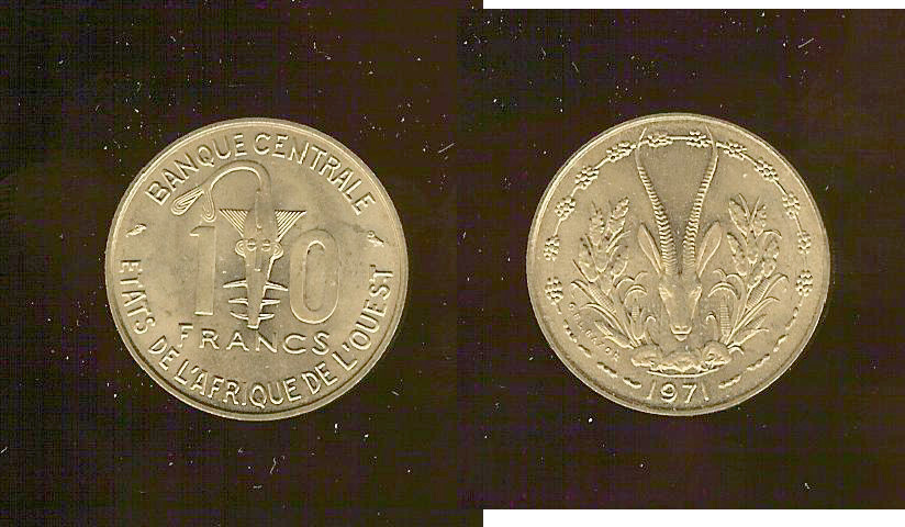 West African States 10 francs 1971 Unc